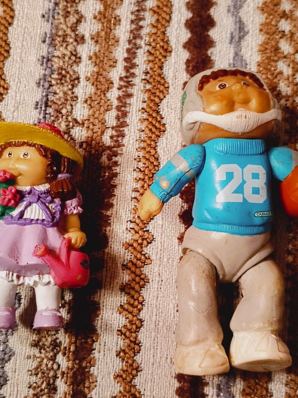 Vintage Cabbage Patch Kids Football Player Girl In Purple Dress Flowers 1980s